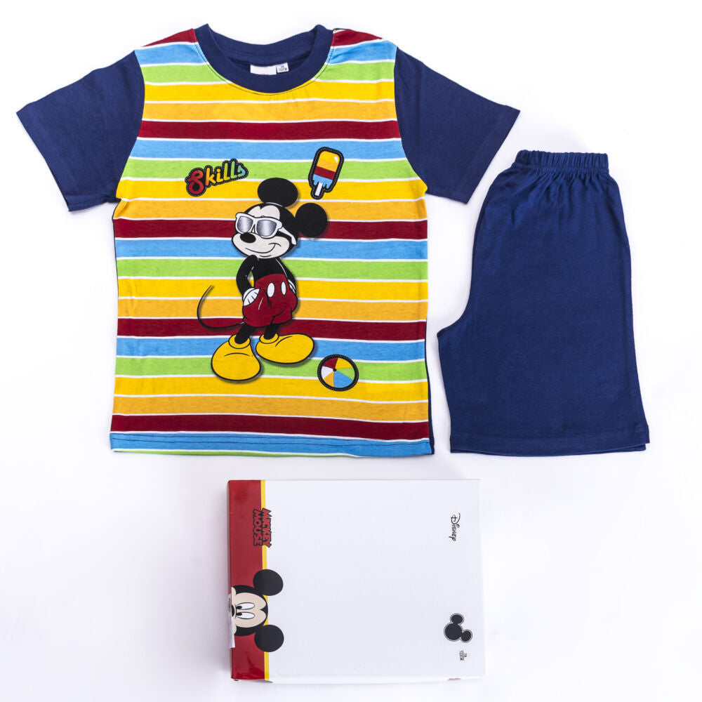 Mickey Mouse baby boy cotton pajamas - short sleeve pajamas - summer ensemble - navy blue - 104