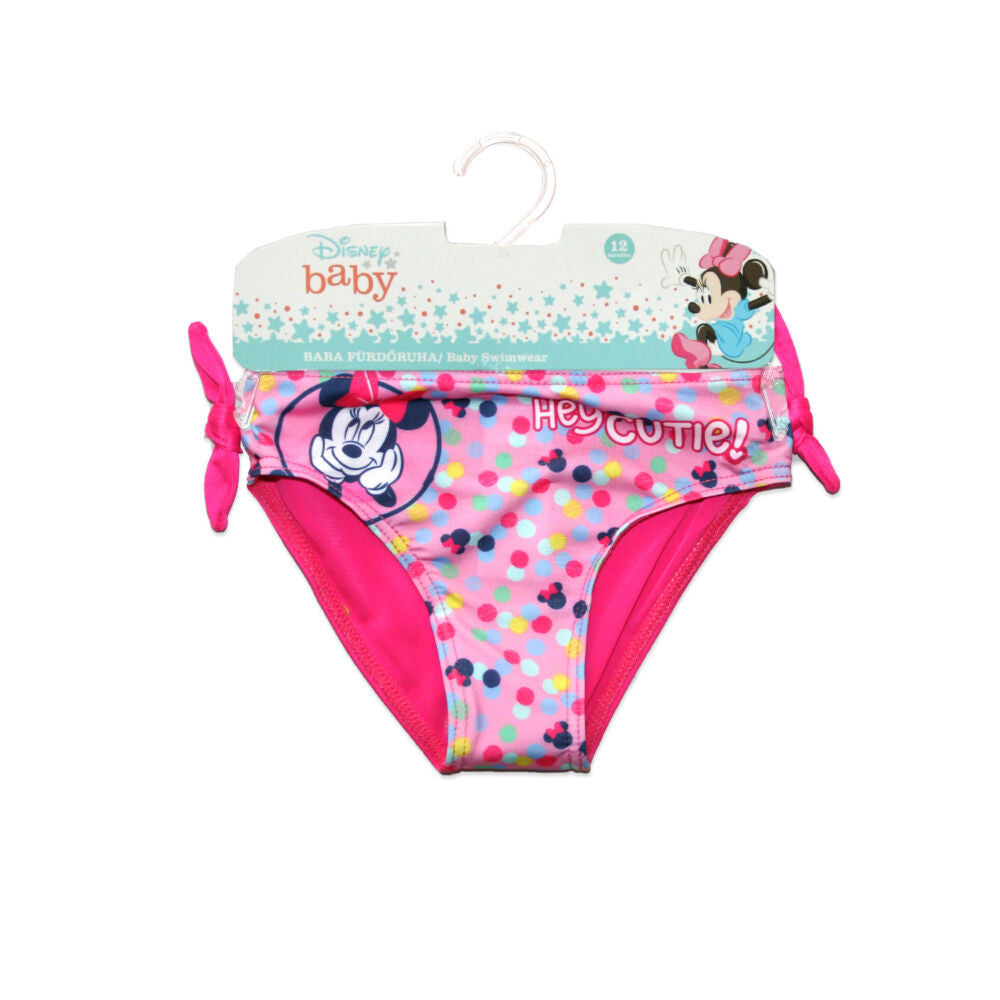 Baba fürdőruha alsó kislányoknak - Minnie egér - Hey cutie felirattal - pink - 98