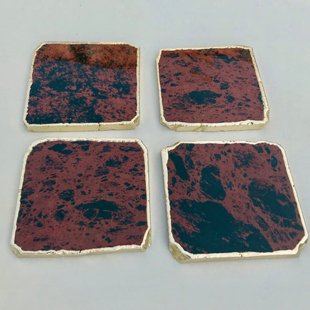 Mahogany Glass Natural Edge Coasters – Set of 4