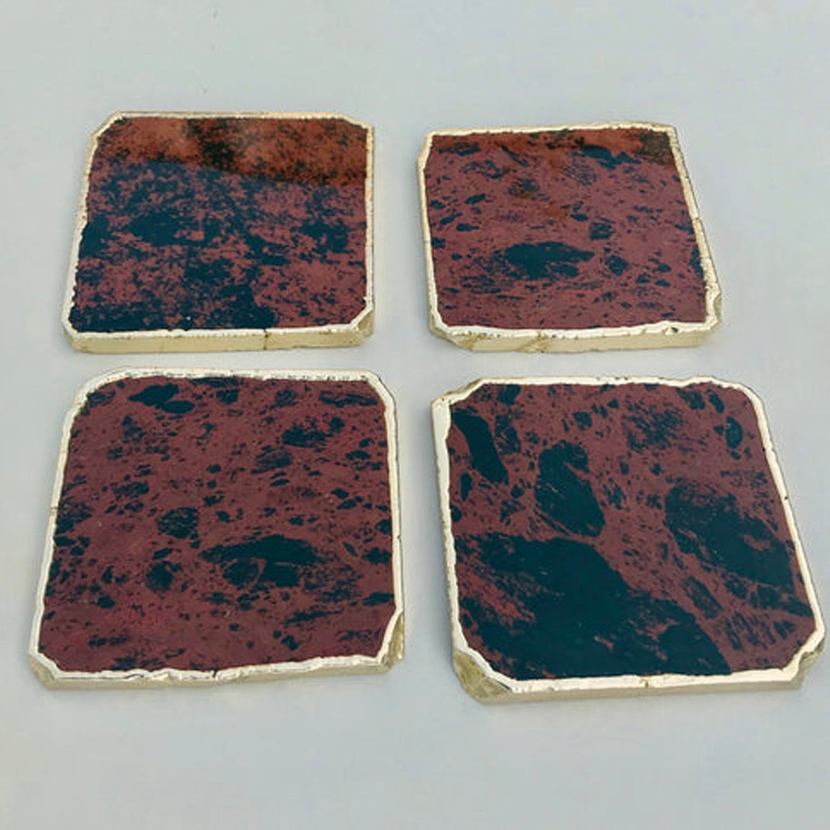 Mahogany Glass Natural Edge Coasters – Set of 4