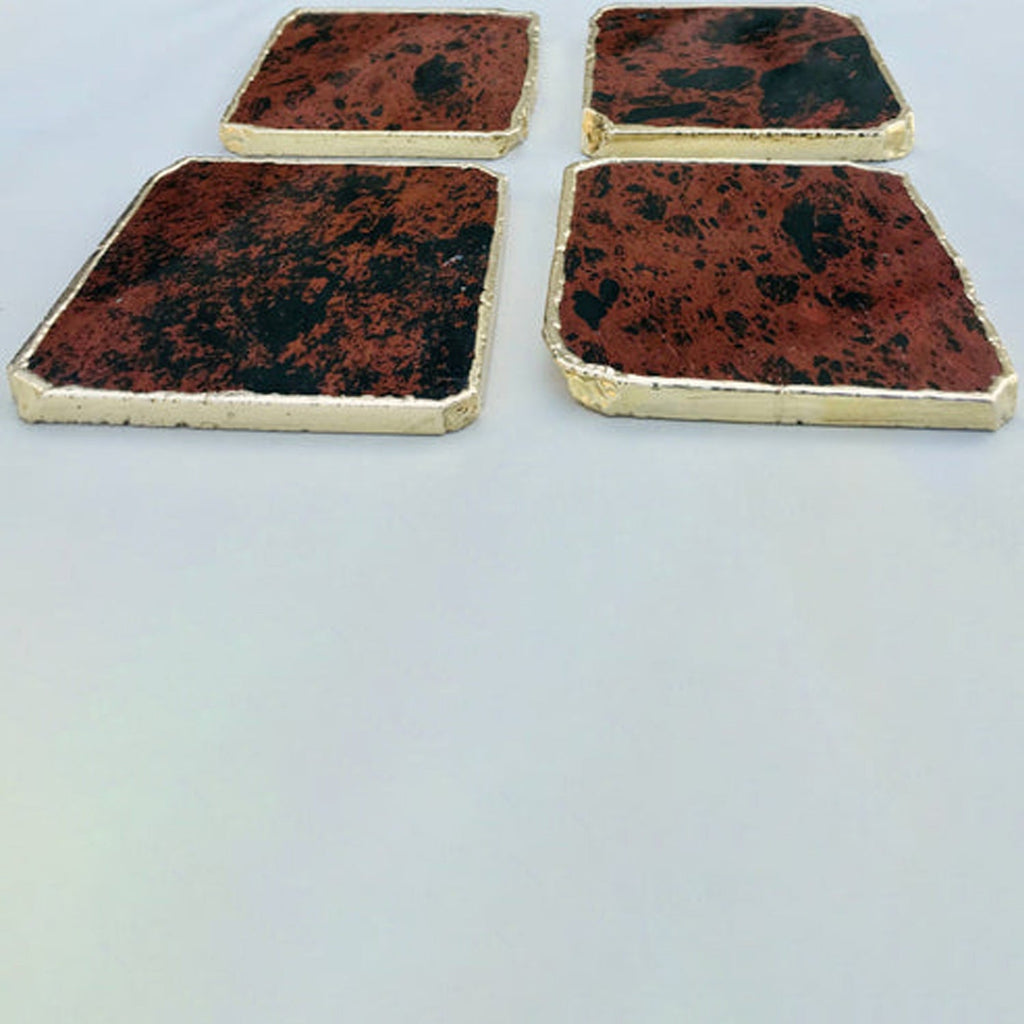 Mahogany Glass Natural Edge Coasters – Set of 4