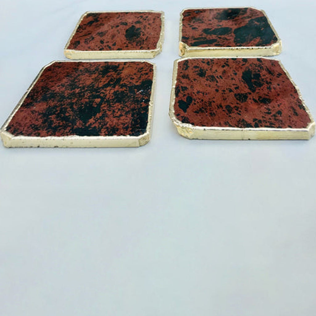 Mahogany Glass Natural Edge Coasters – Set of 4
