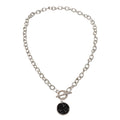 Punk Jewelry Chunky Silver Chain Black Marble Round Pendant Necklace Accessories