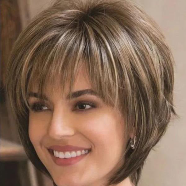 Natural Blonde Brown Short Wig