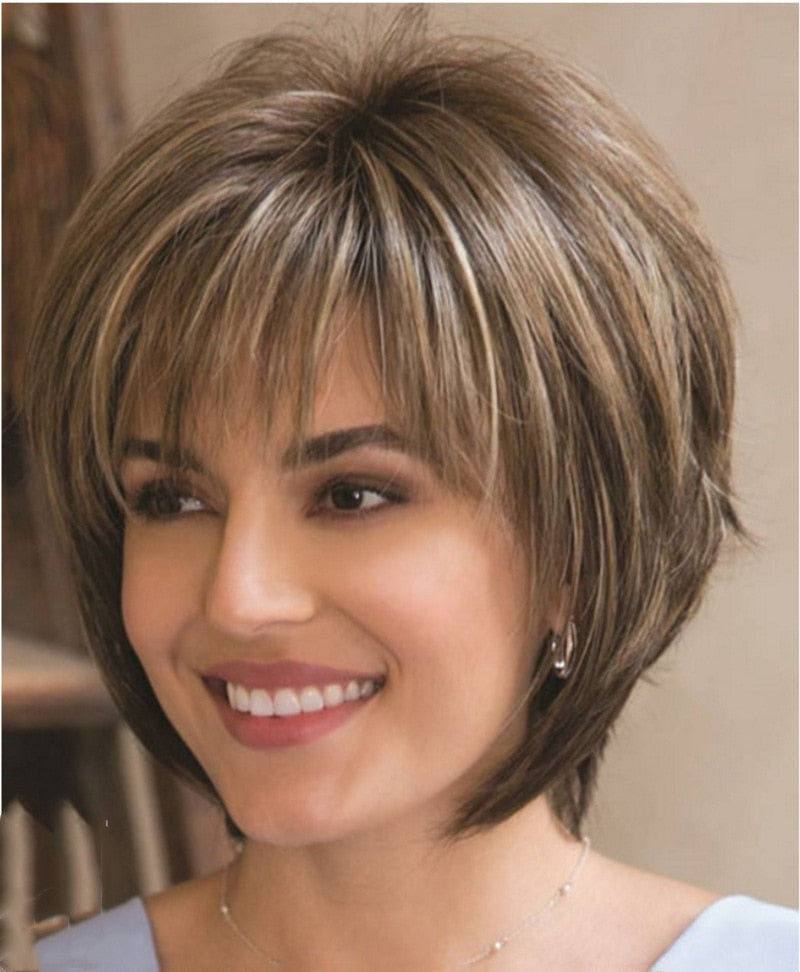 Natural Blonde Brown Short Wig