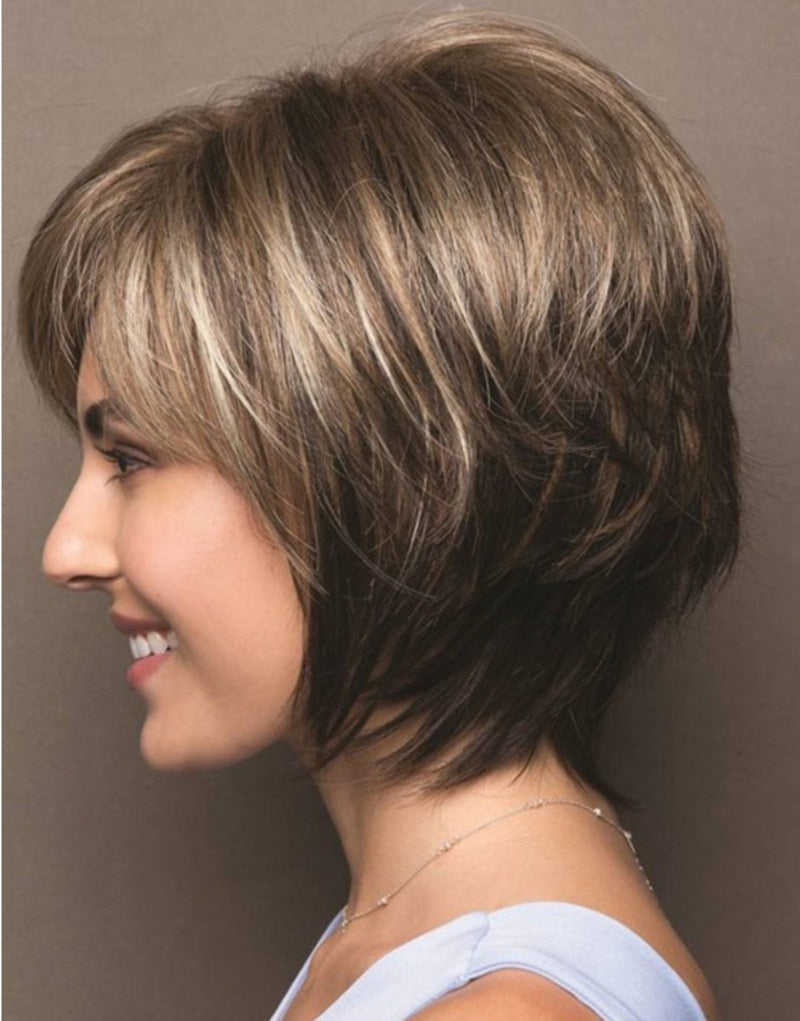 Natural Blonde Brown Short Wig
