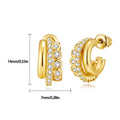 Geometric retro 18K gold earrings with a high-end European and American feel, popular earrings with micro inlaid zircon earrings and ins style earrings