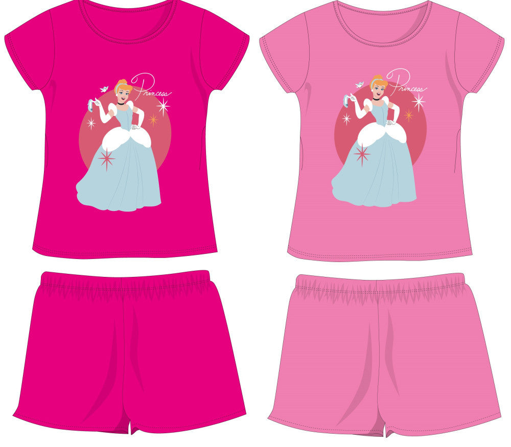 Disney Princesses cotton summer ensemble - t-shirt and shorts set - pink - 128