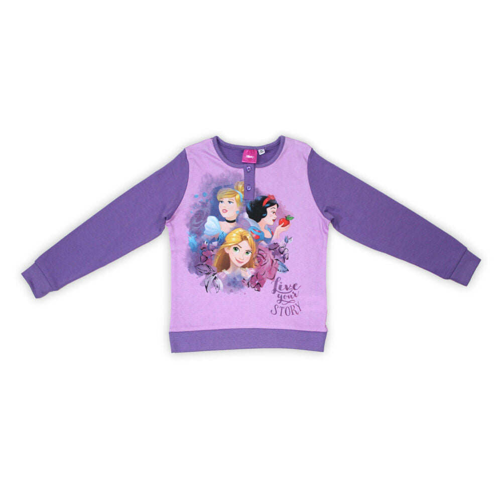 Téli pamut gyerek pizsama - Disney Hercegnők - lila - 98