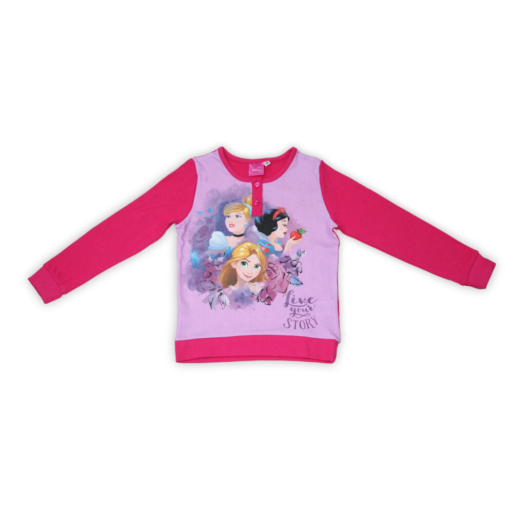 Téli pamut gyerek pizsama - Disney Hercegnők - pink - 98