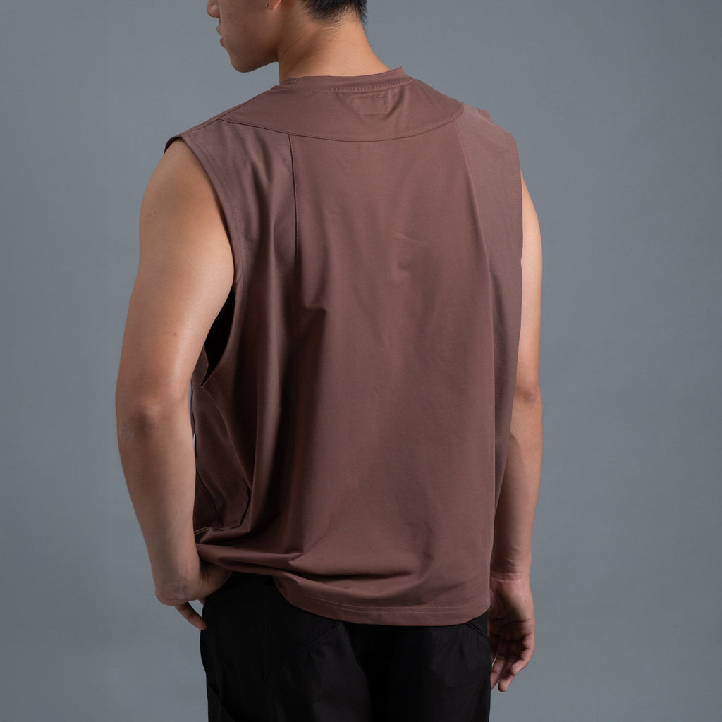 Sleeveless 2-Tone / Cotton - Maroon