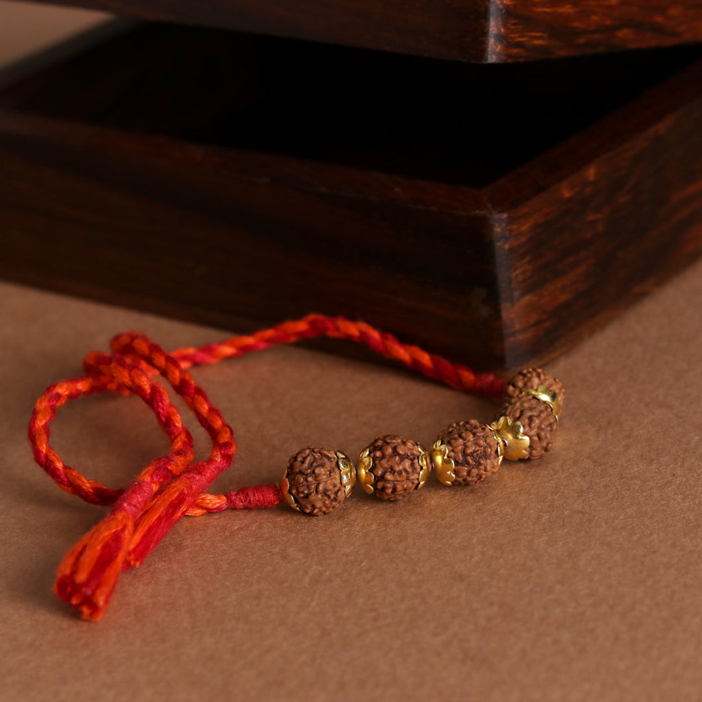 Rudraksha Golden Rakhi