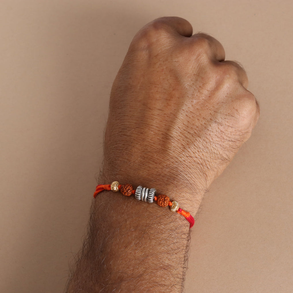 Rudraksh Silver Beads Rakhi