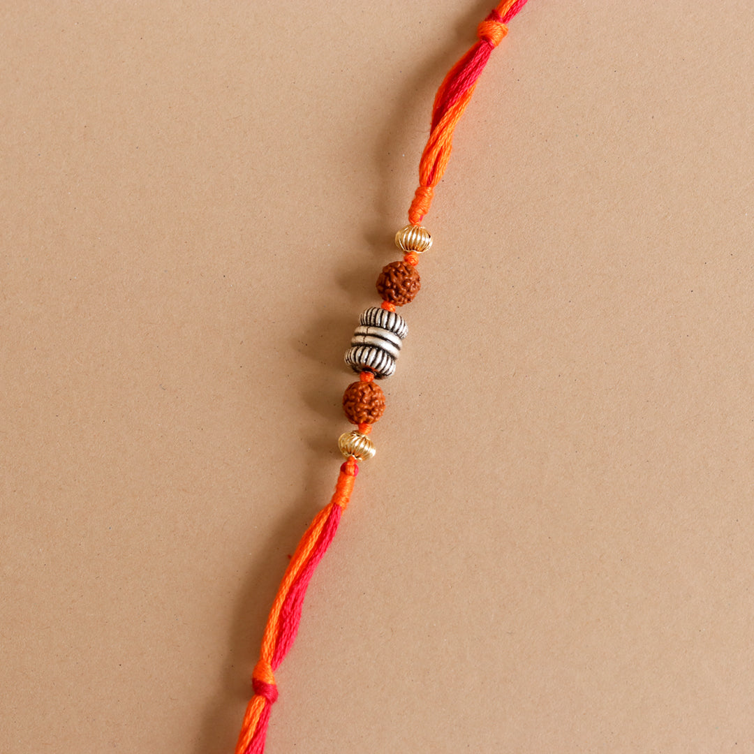 Rudraksh Silver Beads Rakhi