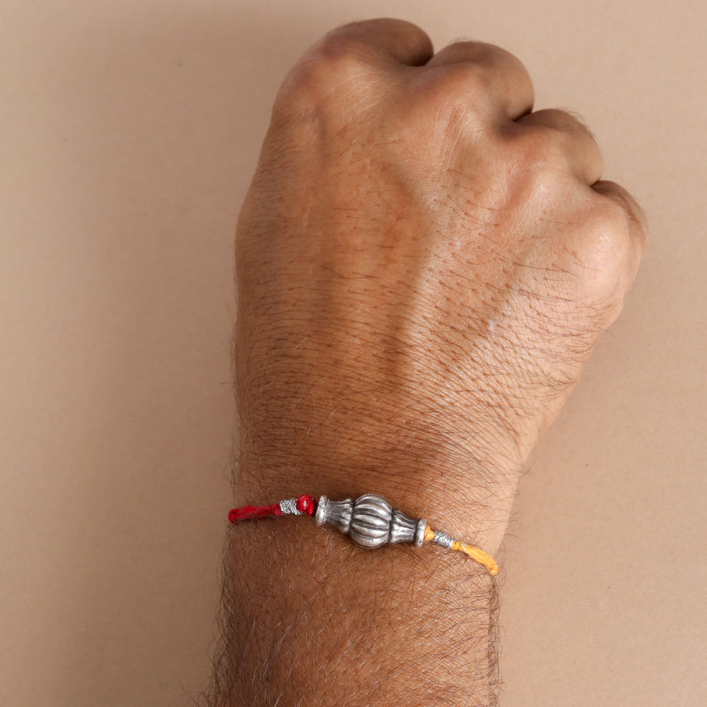 Sliver Ovol Beads Rakhi