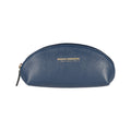 RB1088D | Half-Moon Pencil Case/Clutch Bag Made in Italy in Genuine Dollar Grain Leather. Color: Blue-0