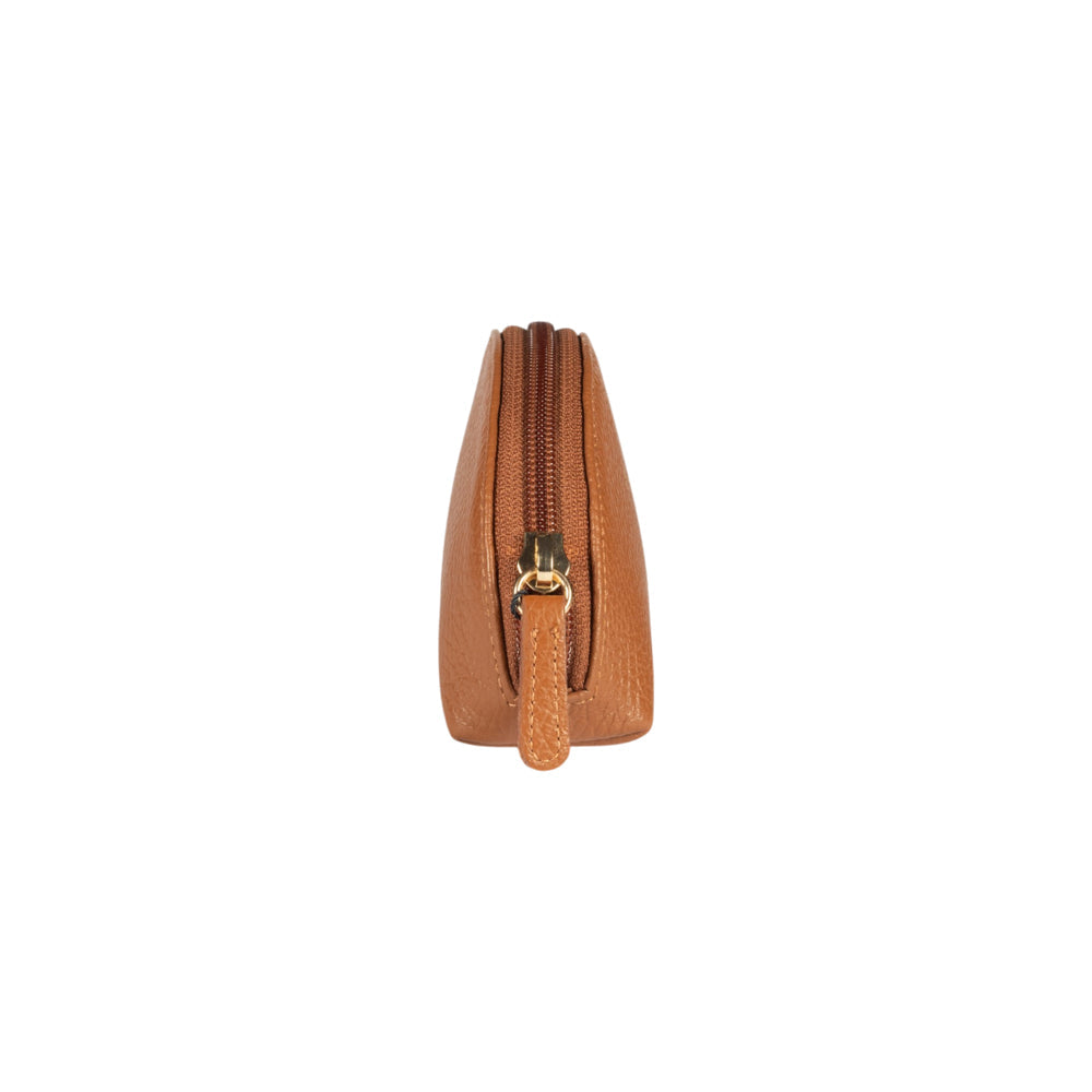 RB1089S | Pochette a Mezzaluna Made in Italy in Vera Pelle grana Dollaro. Colore Cognac - Accessorio at Dealshubindia