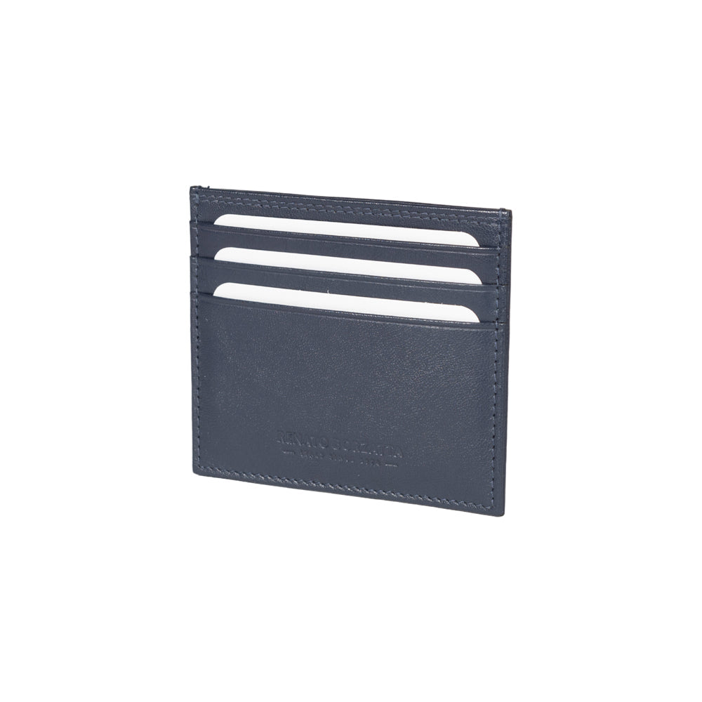 RB12016D | Credit Card Holder in genuine full-grain leather, with light grain. Blue color. RFID protection. Size: 10 x 8 x 0.5 cm. Packaging: gift box bottom/cover - Accessory at Dealshubindia
