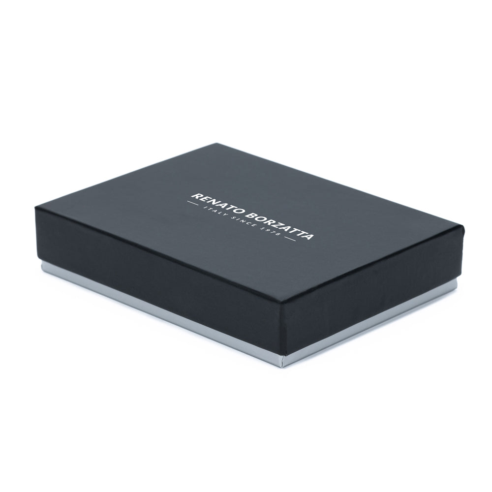RB12016V | Credit Card Holder in genuine full-grain leather, with light grain. Red color. RFID protection. Dimensions: 10 x 8 x 0.5 cm. Packaging: gift box bottom/cover - Accessory at Dealshubindia