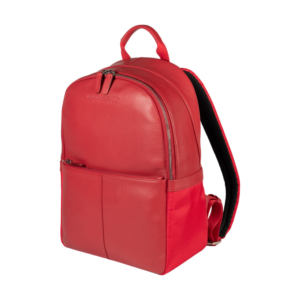RB2001V | Netbook/Tablet Carrier Backpack in Nylon/Vera Leather, with light grain. Zipper closure and adjustable shoulder straps - Red color - Dimensions: 27 x 38 x 14 cm. Packaging: Non-Woven Fabric Bag - Bag at Dealshubindia