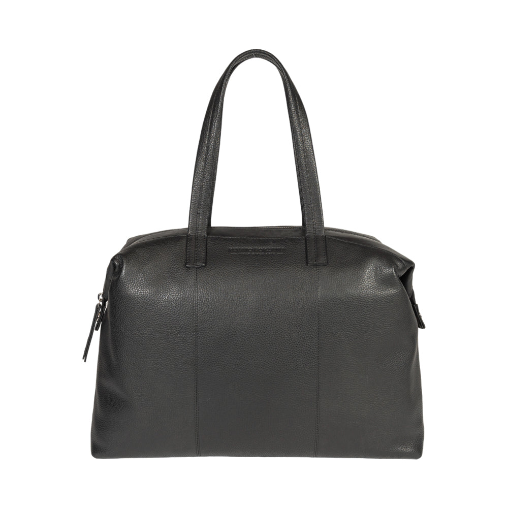 RB2004A | Shopping Bag Convertible to Trunk made of genuine full grain leather, dollar/light grain. Double handle. Black color. Dimensions: 43 x 36 x 14 cm. Packaging: Non-Woven Fabric Bag. - Bag at Dealshubindia