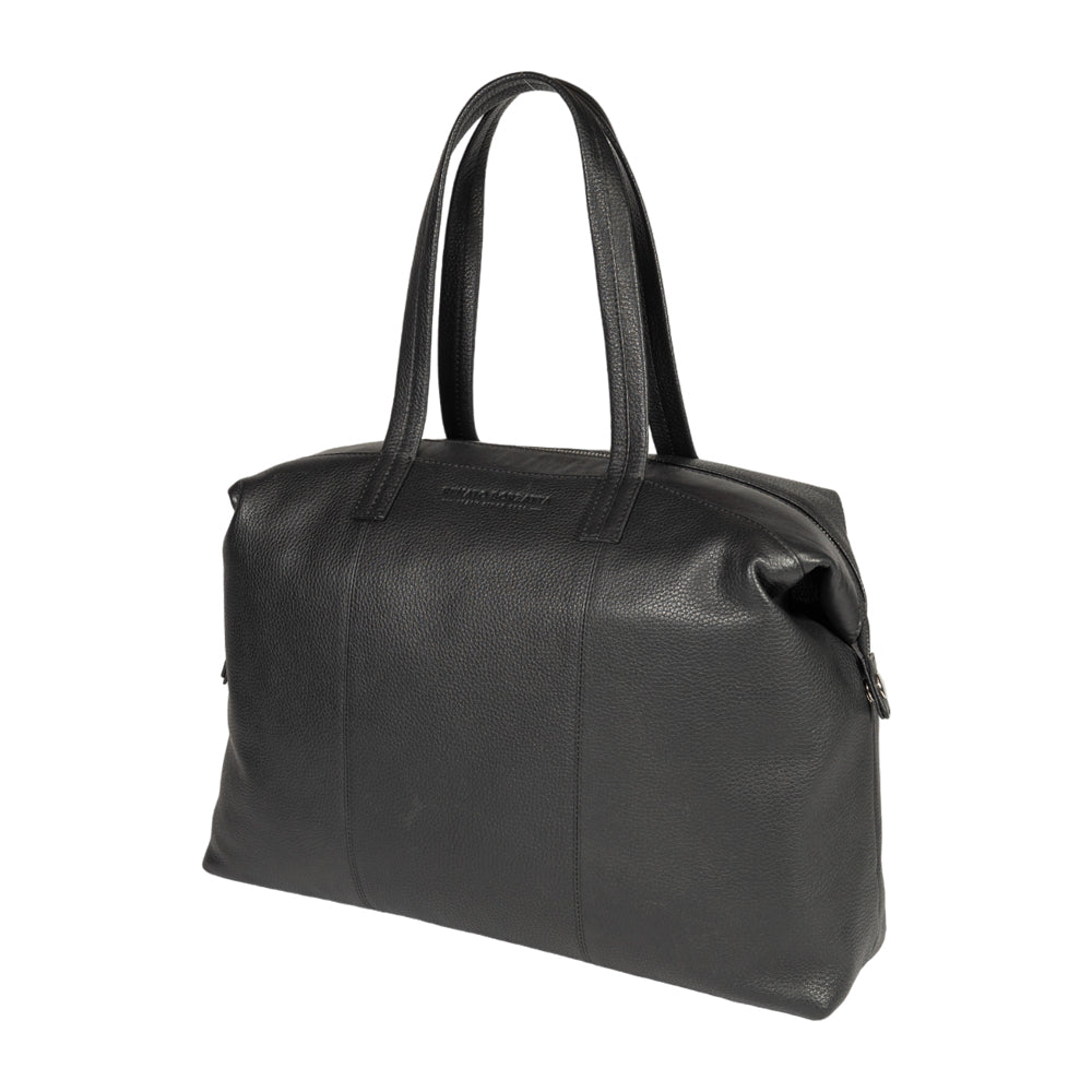 RB2004A | Shopping Bag Convertible to Trunk made of genuine full grain leather, dollar/light grain. Double handle. Black color. Dimensions: 43 x 36 x 14 cm. Packaging: Non-Woven Fabric Bag. - Bag at Dealshubindia