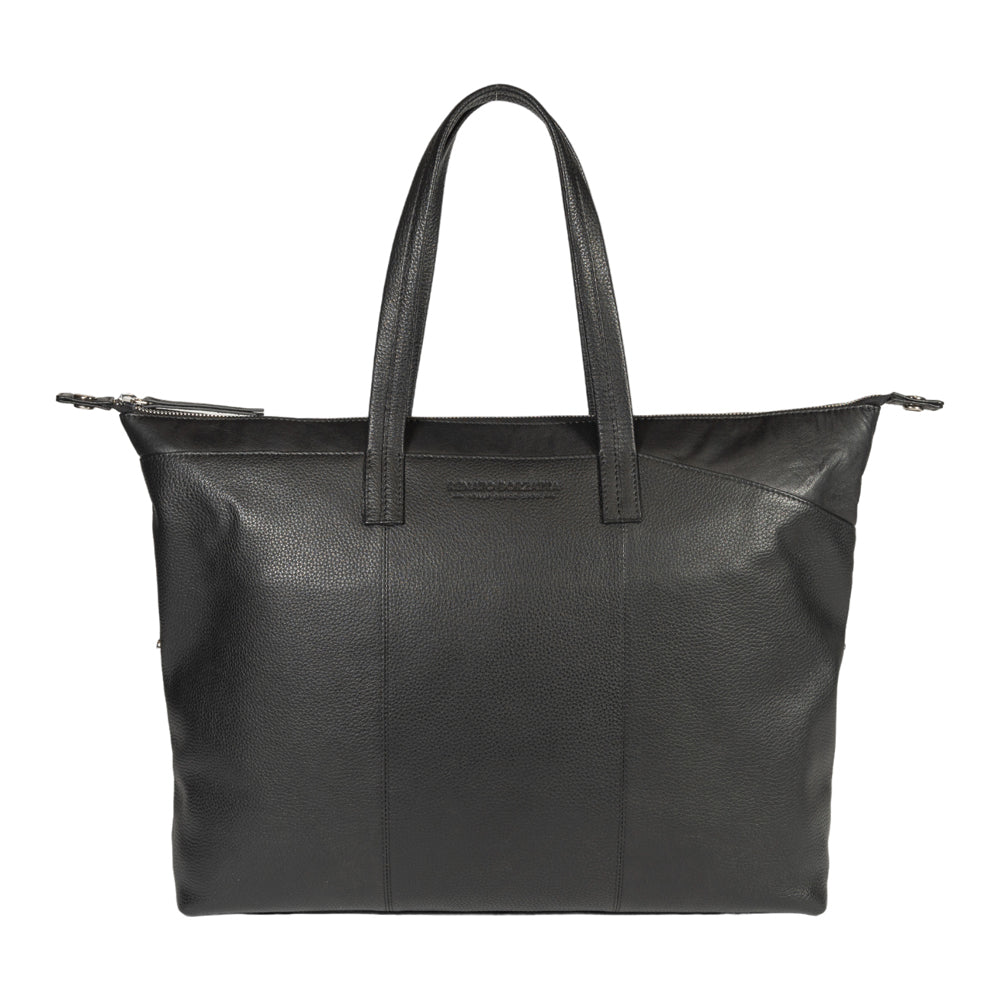 RB2004A | Shopping Bag Convertible to Trunk made of genuine full grain leather, dollar/light grain. Double handle. Black color. Dimensions: 43 x 36 x 14 cm. Packaging: Non-Woven Fabric Bag. - Bag at Dealshubindia