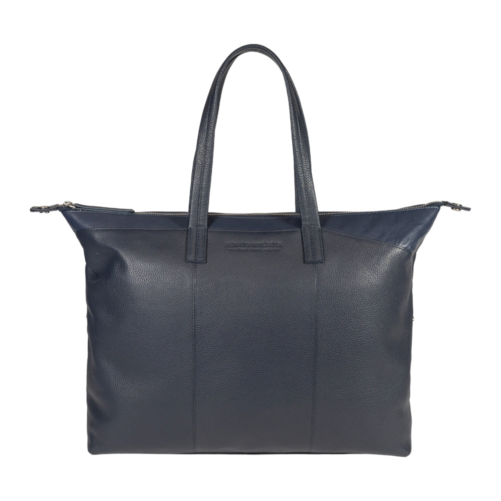 RB2004D | Shopping Bag Convertible to Trunk made of genuine full grain leather, dollar/light grain. Double handles. Blue color. Dimensions: 43 x 36 x 14 cm. Packaging: Non-Woven Fabric Bag. - Bag at Dealshubindia