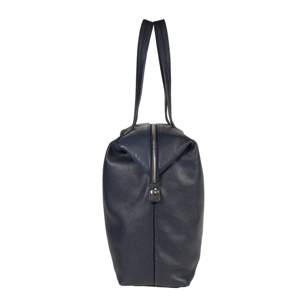 RB2004D | Shopping Bag Convertible to Trunk made of genuine full grain leather, dollar/light grain. Double handles. Blue color. Dimensions: 43 x 36 x 14 cm. Packaging: Non-Woven Fabric Bag. - Bag at Dealshubindia