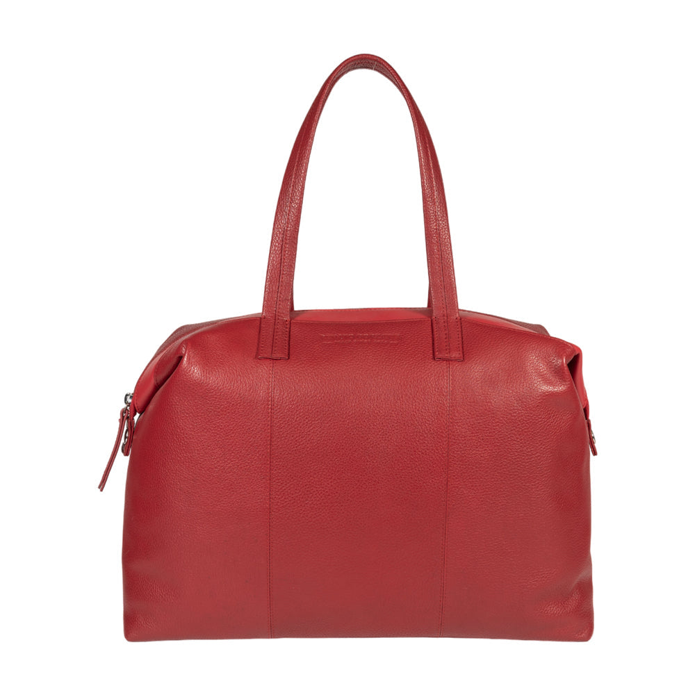 RB2004V | Shopping Bag Convertible to Trunk made of genuine full grain leather, dollar/light grain. Double handles. Red color. Dimensions: 43 x 36 x 14 cm. Packaging: Non-Woven Fabric Bag. - Bag at Dealshubindia