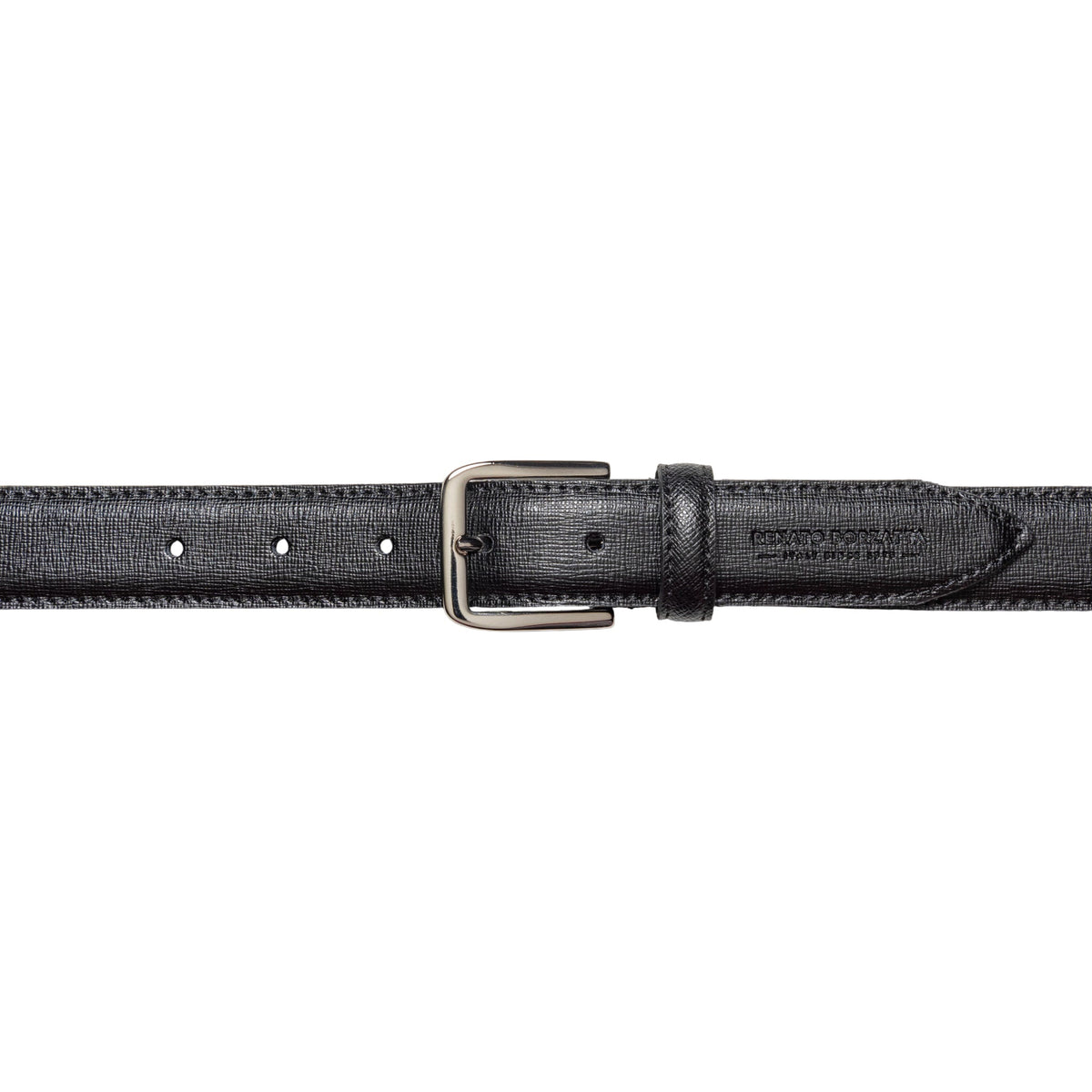 RB4017A | Cintura Donna Made in Italy in Vera Pelle Saffiano. Fibbia in finitura Argento Lucido. Colore Nero. Dimensioni: cm 115 x 3,0 x 0,5 (giro vita cm 100) - Accessorio at Dealshubindia