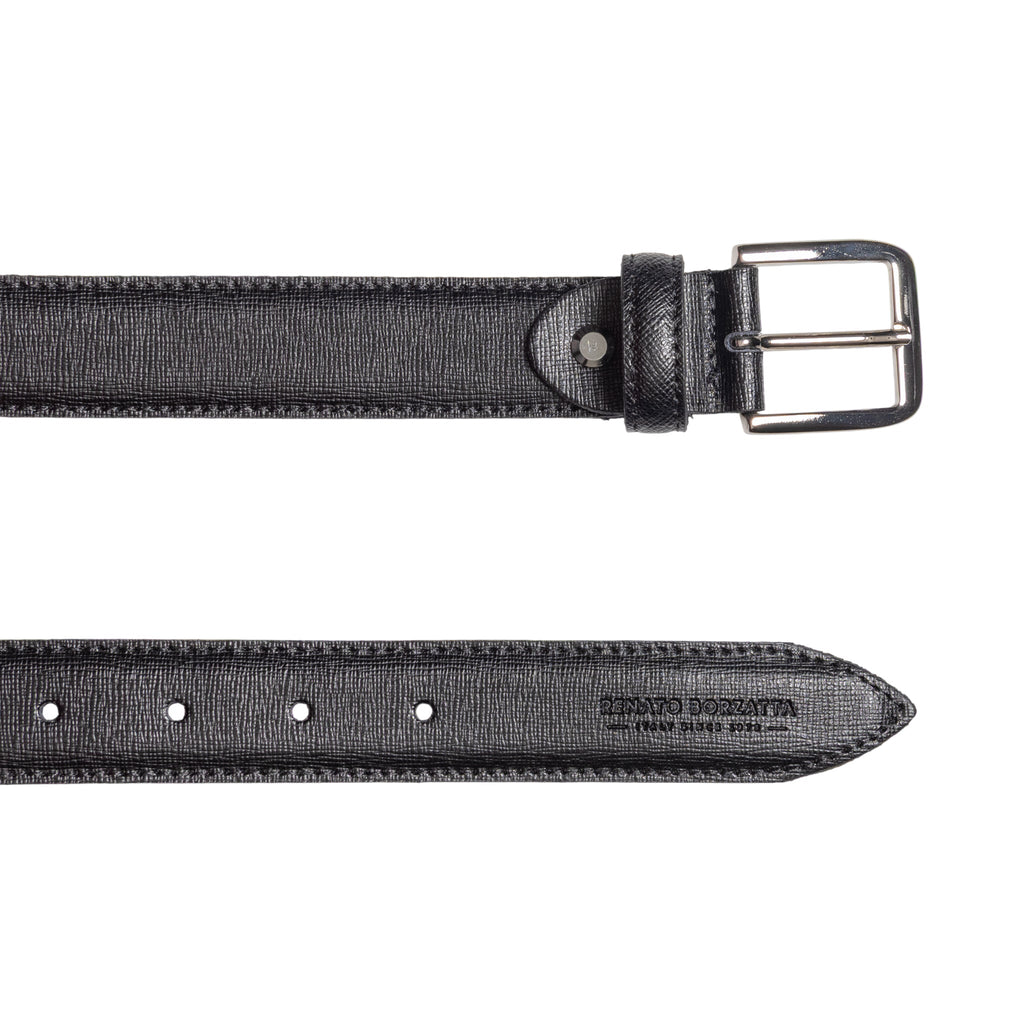 RB4017A | Cintura Donna Made in Italy in Vera Pelle Saffiano. Fibbia in finitura Argento Lucido. Colore Nero. Dimensioni: cm 115 x 3,0 x 0,5 (giro vita cm 100) - Accessorio at Dealshubindia