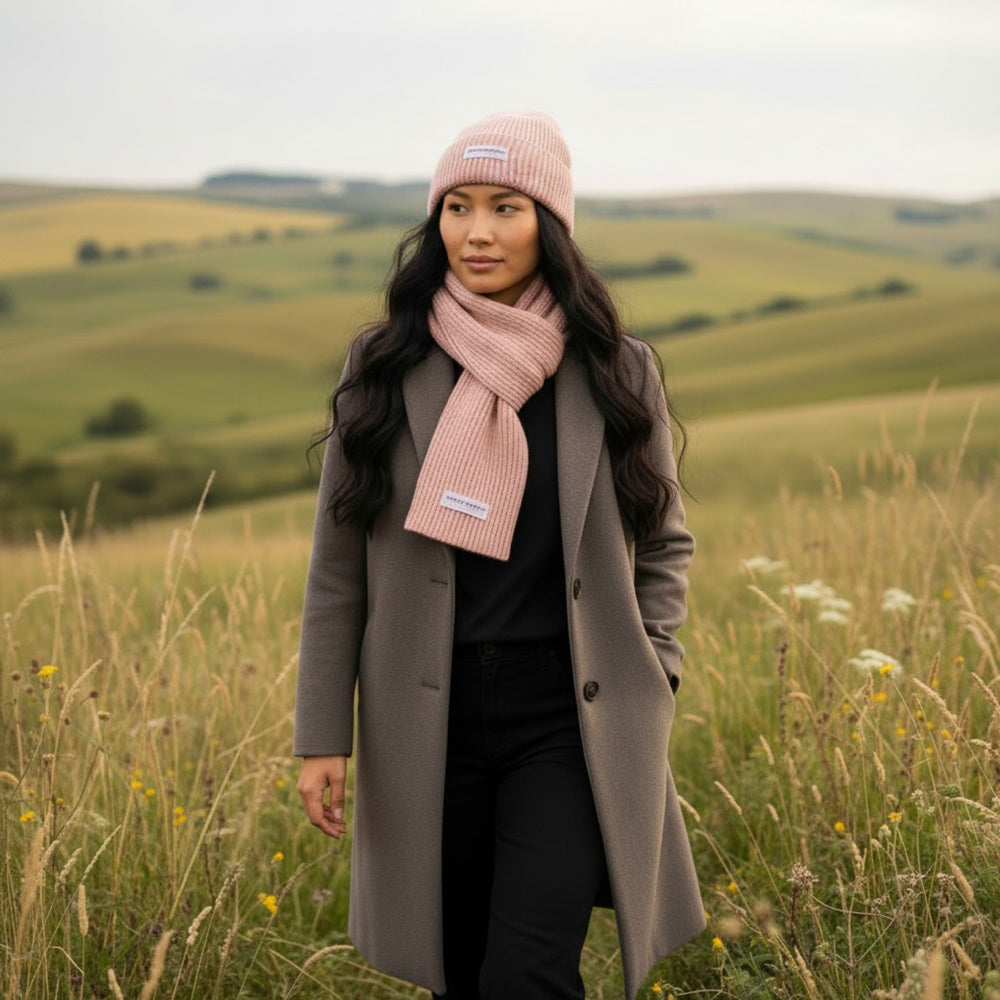 RB5002BJ | CERVINO Wool Blend Knit Scarf Made in Italy, Pink - Hats and Scarves at Dealshubindia