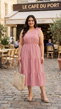 Plus Size Red Printed Cotton One Shoulder Midi Dress for Women – Stylish Casual Wear - Dresses at Dealshubindia
