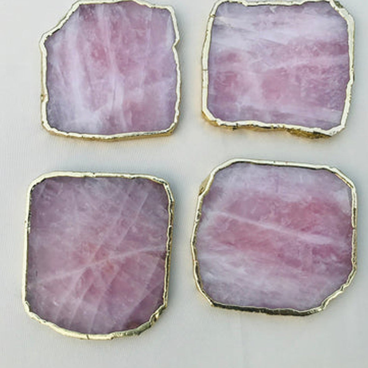 Rose Quartz Natural Edge Coasters – Set of 4