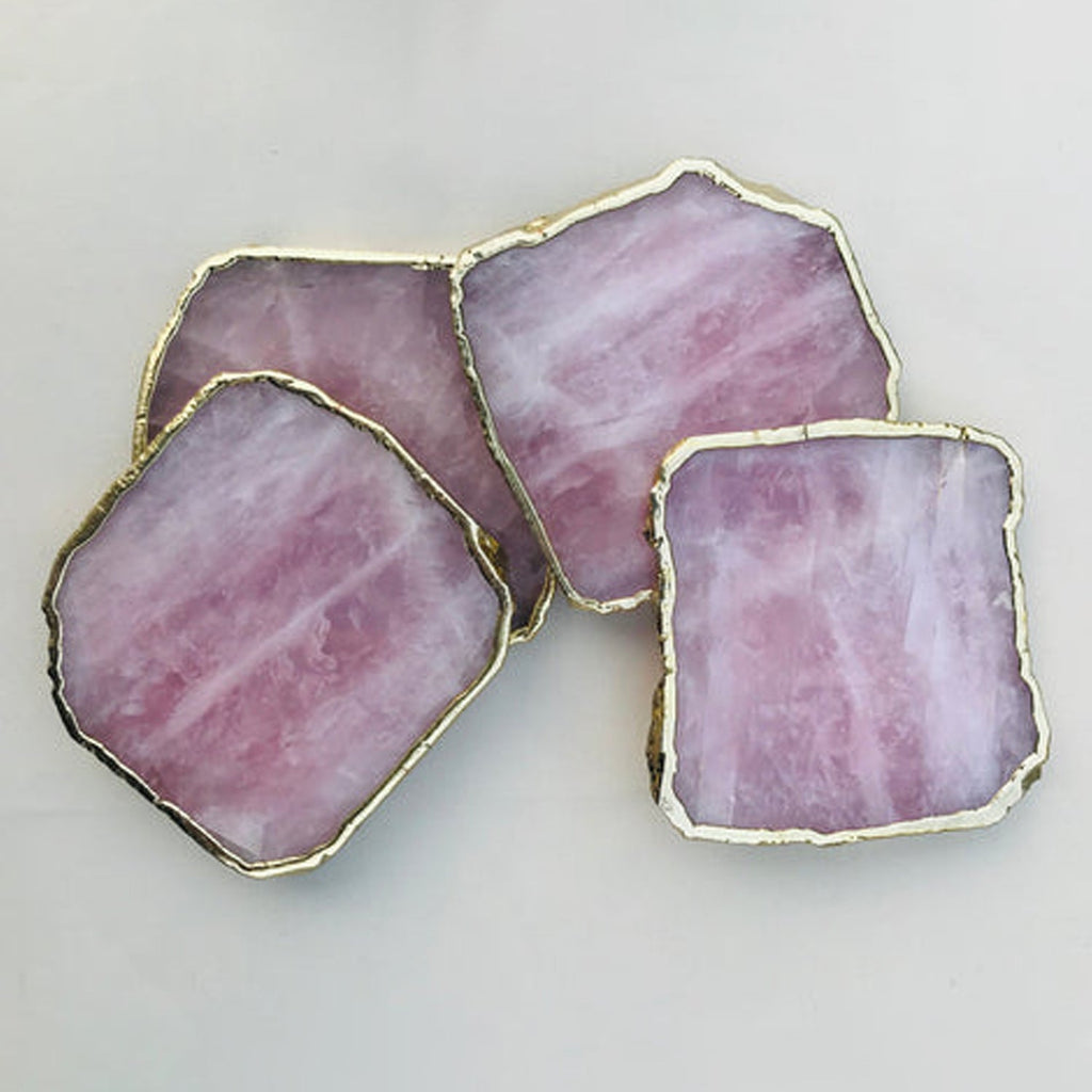 Rose Quartz Natural Edge Coasters – Set of 4