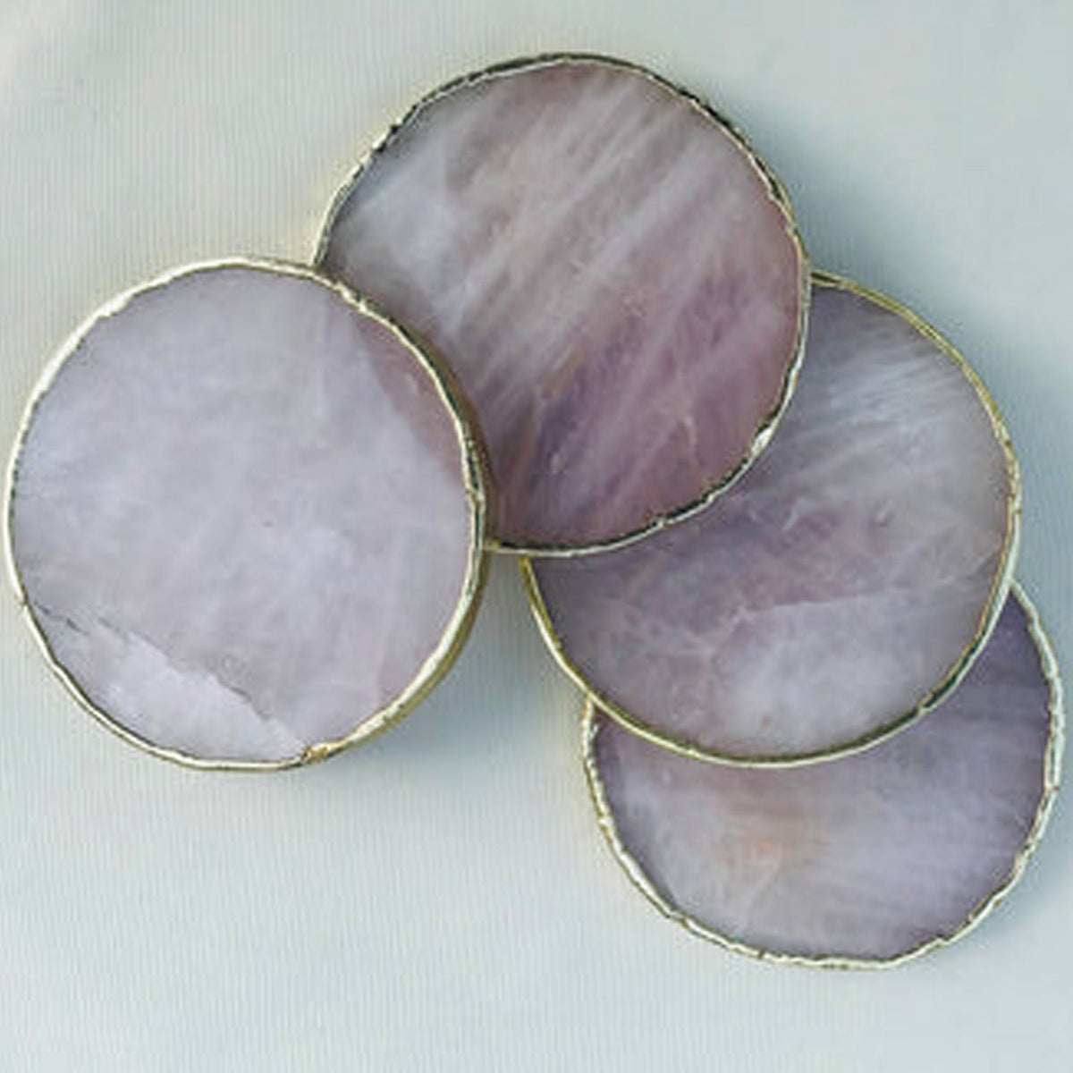 Rose Quartz Hand Rounded Coasters – Set of 4