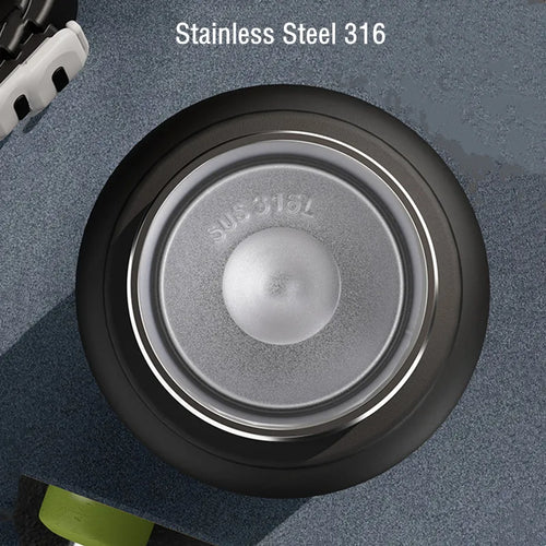 800ML Sports Vacuum Flask with Straw Black