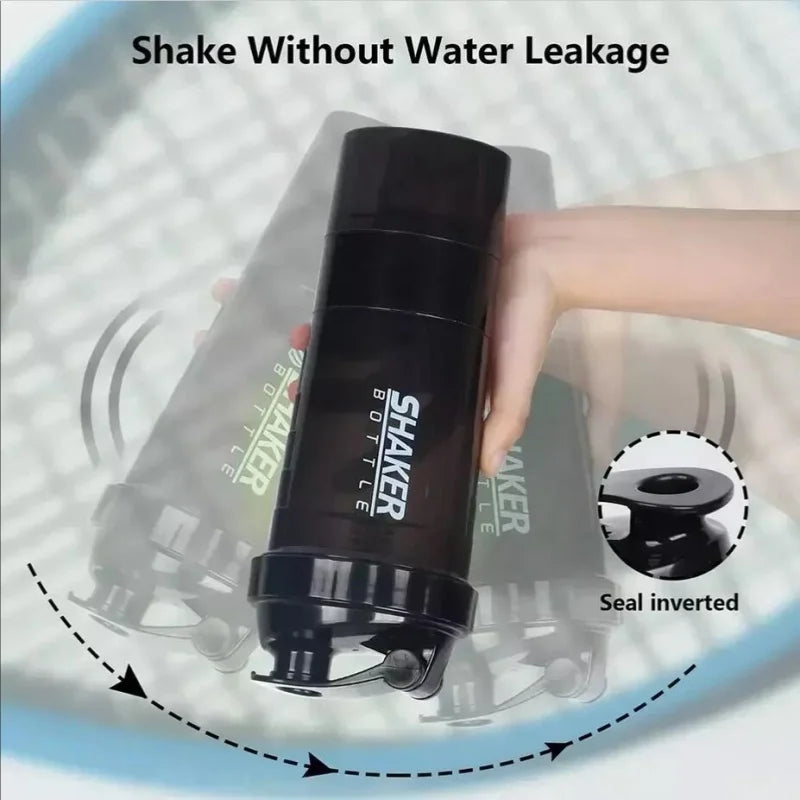 3-Layer Protein Shaker Bottle Black