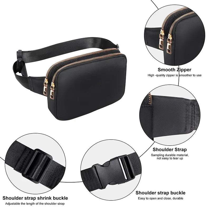 Women Waist Bag Waterproof Crossbody Chest Fanny Pack (Black) - Luggage & Bags > Fanny Packs at Dealshubindia