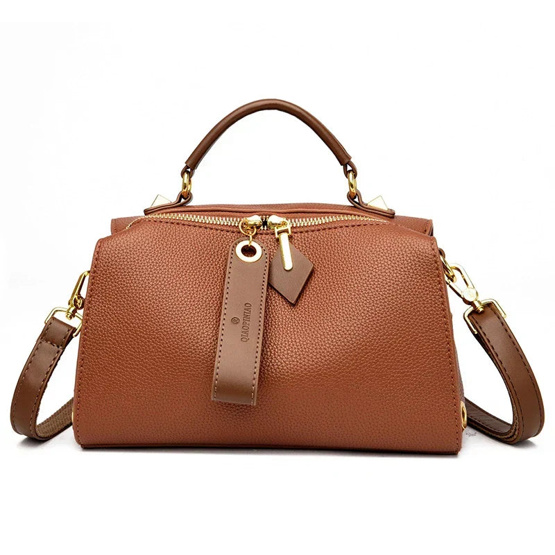 Crossbody Tote Bag Solid PU Leather Shoulder Women (Yellow) - Apparel & Accessories > Handbags, Wallet's & Cases > Handbags > Cross Body Bags at Dealshubindia
