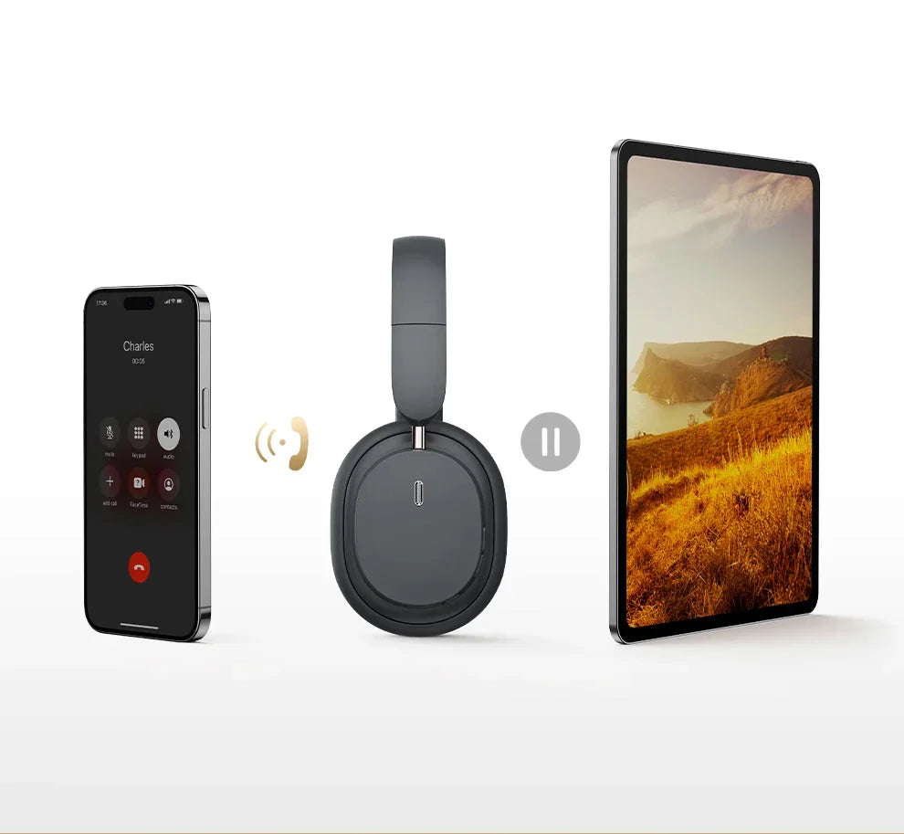 Wireless Over-Ear Headphones 3D Spatial Audio Gray - Headphones at Dealshubindia