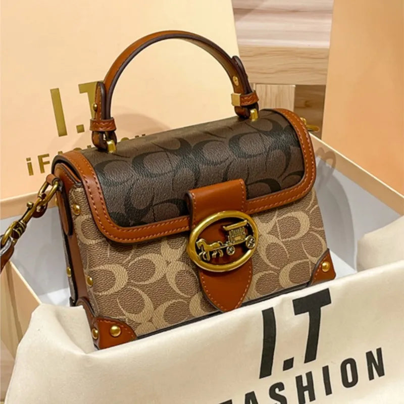 Womens Crossbody Box Bag Satchel with Flap Pocket - Apparel & Accessories > Handbags, Wallet's & Cases > Handbags > Shoulder Bags at Dealshubindia