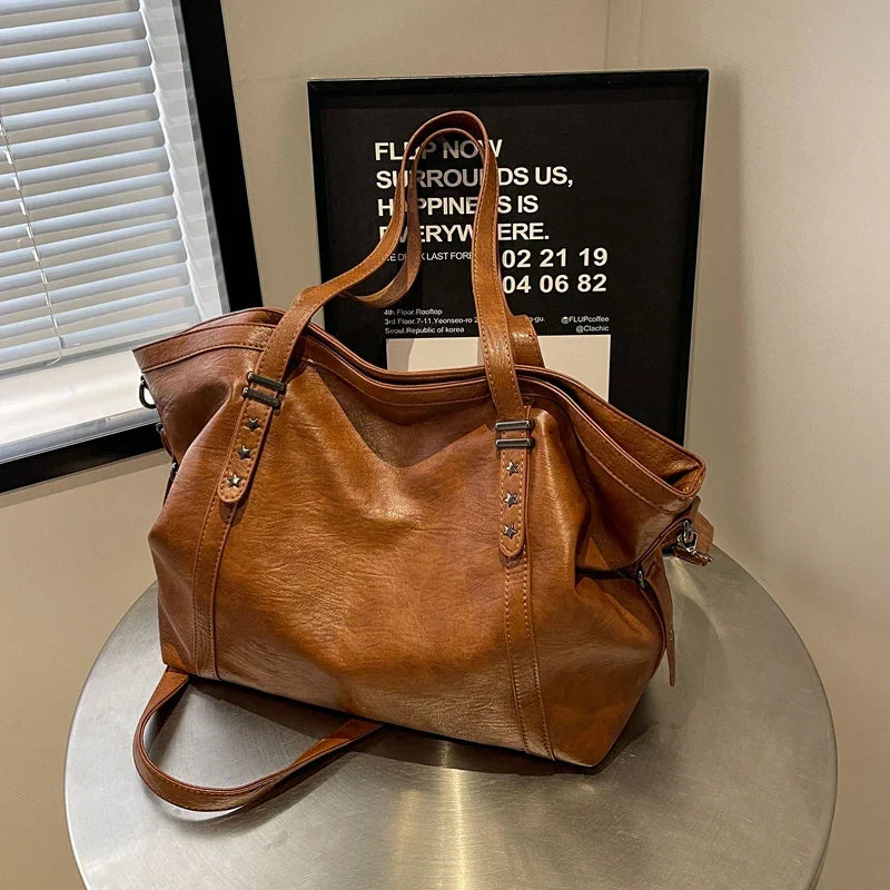 Leather Womens Tote Shoulder Crossbody Bag (Brown) - Apparel & Accessories > Handbags, Wallet's & Cases > Handbags > Shopper Bags at Dealshubindia