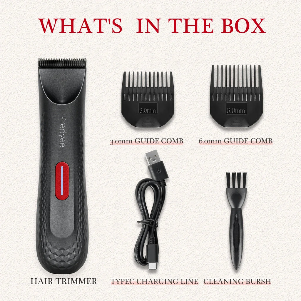 Womens Waterproof Intimate Hair Trimmer Body Groomer Red