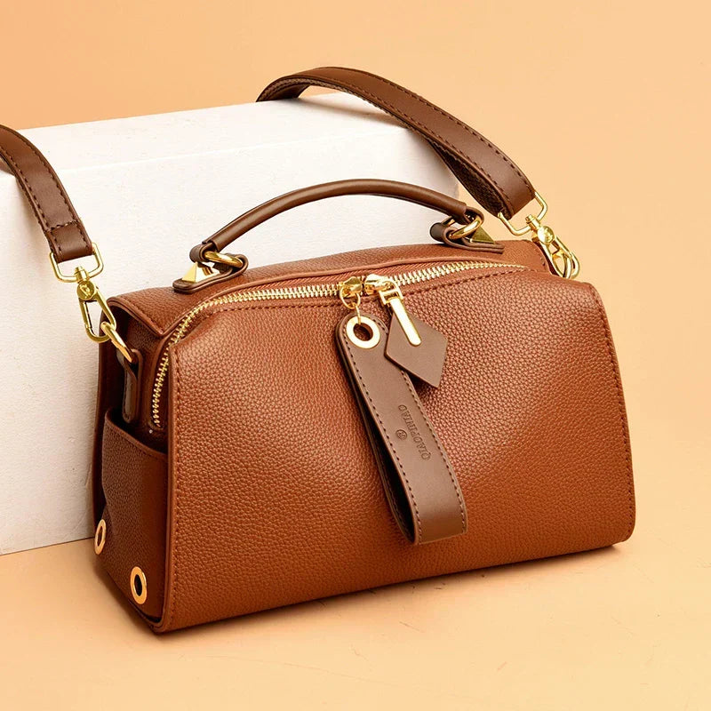 Crossbody Tote Bag Solid PU Leather Shoulder Women (Yellow) - Apparel & Accessories > Handbags, Wallet's & Cases > Handbags > Cross Body Bags at Dealshubindia