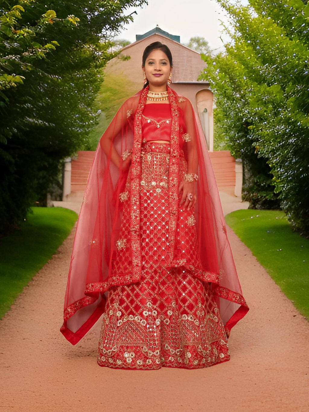 Semi-Stitched Lehenga Embroidery & Zari Thread Work by Shreekama