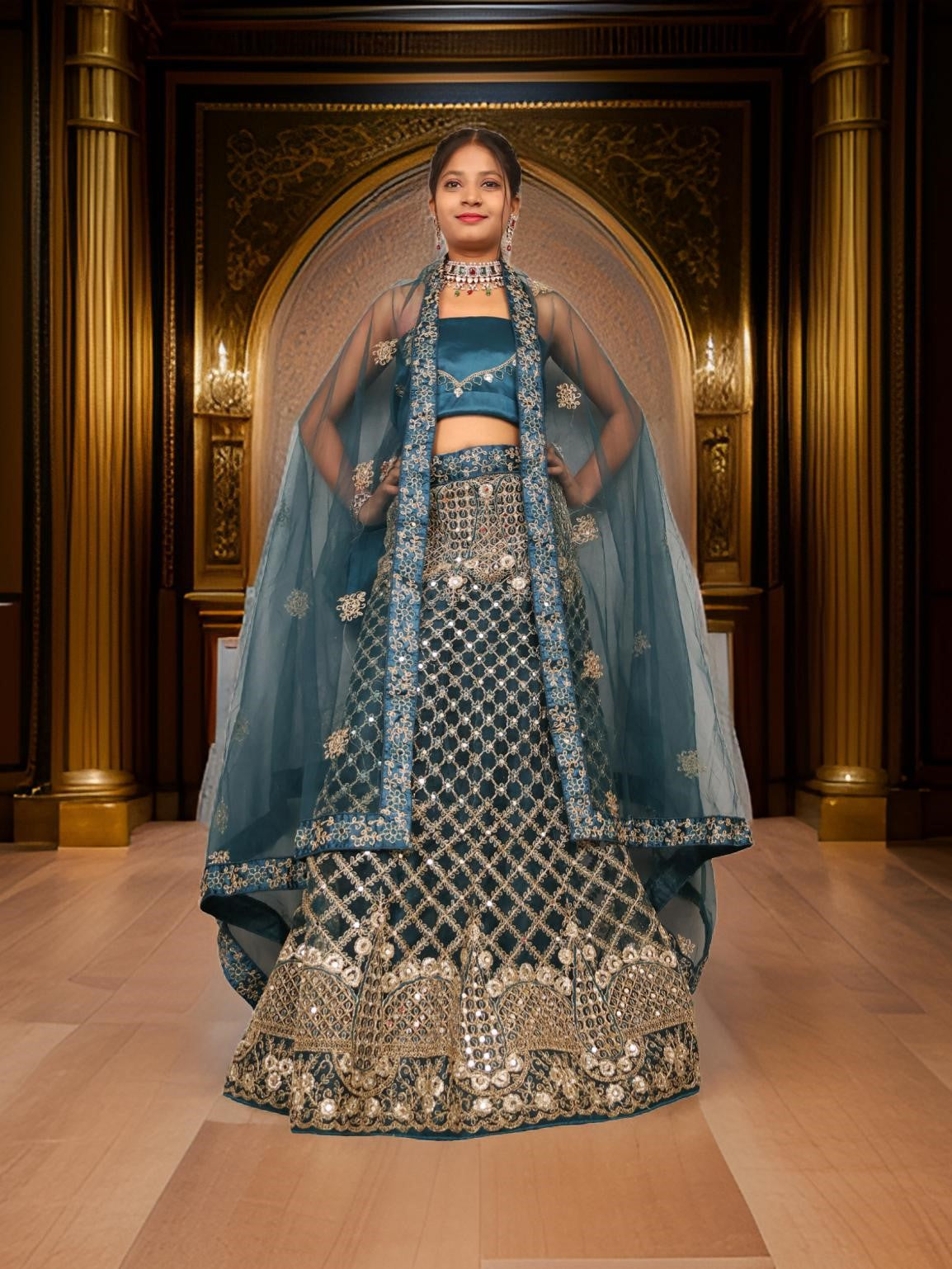 Semi-Stitched Lehenga Embroidery & Zari Thread Work by Shreekama