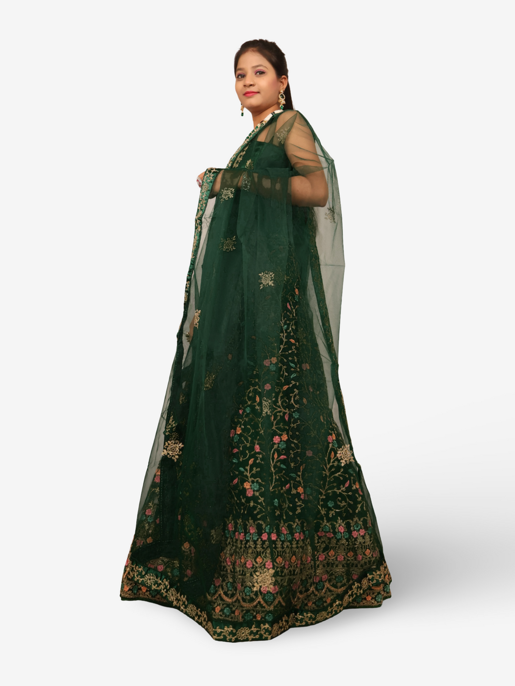 Semi-Stitched Lehenga with Embroidery & Zari Thread Work by Shreekama
