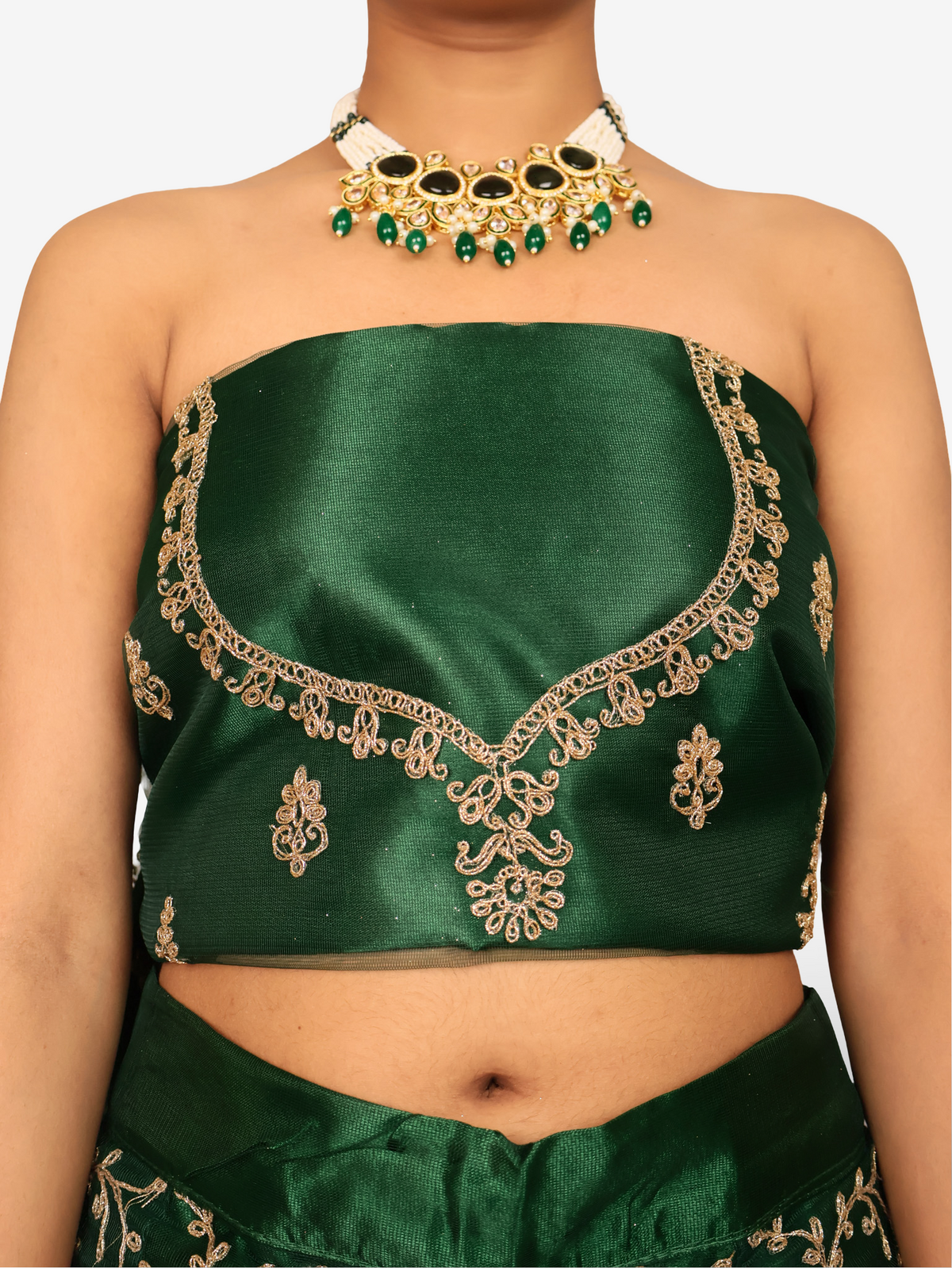 Semi-Stitched Lehenga with Embroidery & Zari Thread Work by Shreekama